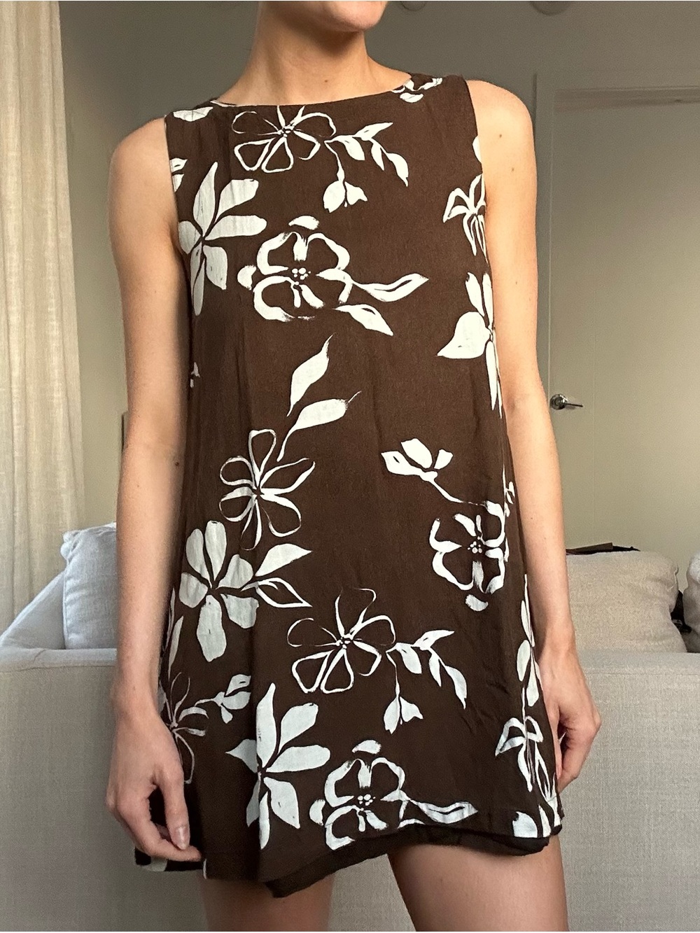Princess Polly Brown Floral Sleeveless Shift Dress